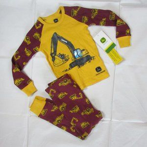 John Deere Toddler Boy's Backhoe Construction 2 Piece Pajama PJ Set